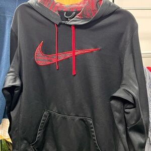 Nike Men's Black and Red Hoodie